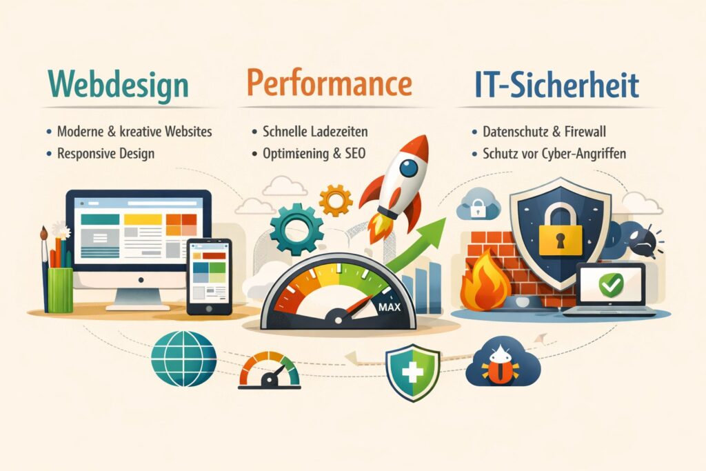 Webdesign, Performance und IT-Sicherheit als strategische Einheit digitaler Projekte
