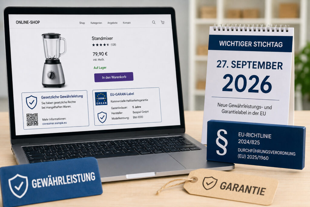 Neue EU-Gewährleistungs- und Garantielabel ab 27. September 2026: Was WooCommerce-Händler jetzt beachten müssen? 1 Neue-EU-Gewaehrleistungs-und-Garantielabel-ab-27.-September-2026
