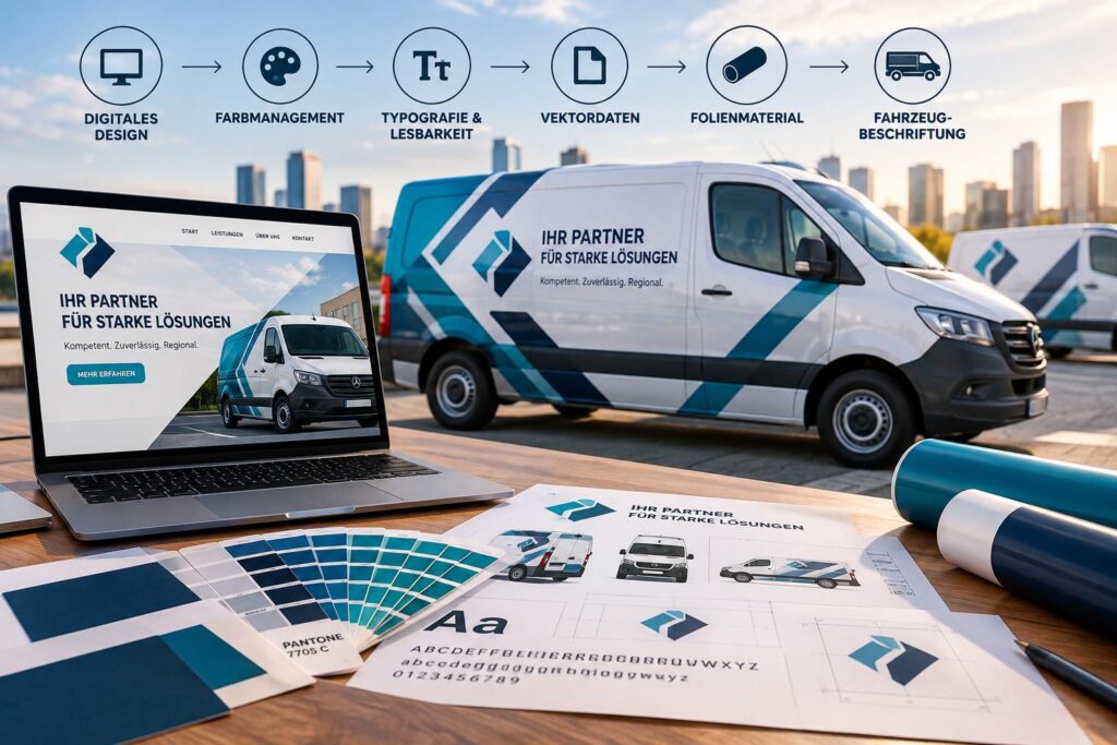 Corporate Design auf der Straße 1 Corporate Design auf der Straße: Wie digitale Gestaltung und Fahrzeugflotte eine Marke über alle Medien hinweg einheitlich erscheinen lassen