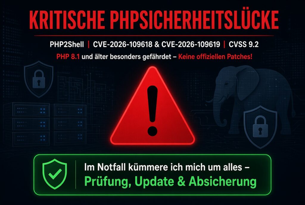 Aktuelle kritische PHP-Sicherheitslücken (PHP2Shell) – Was Website- und Shop-Betreiber jetzt tun müssen 1 https://webdesign118.de | Webdesign118 | Webdesign & digitale Lösungen aus Leipzig